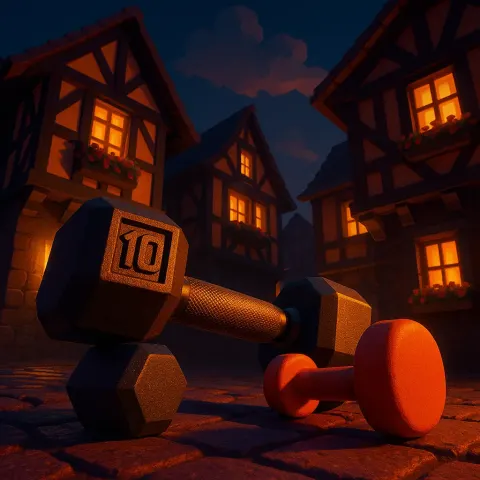 Retro 3D Gaming Scene Unfolds Where Picturesque Timber-framed Houses