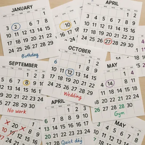 Across the Desk Lie Calendar Pages