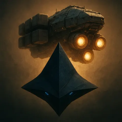 One Spaceship with a Sleek Arrowhead Profile of Matte