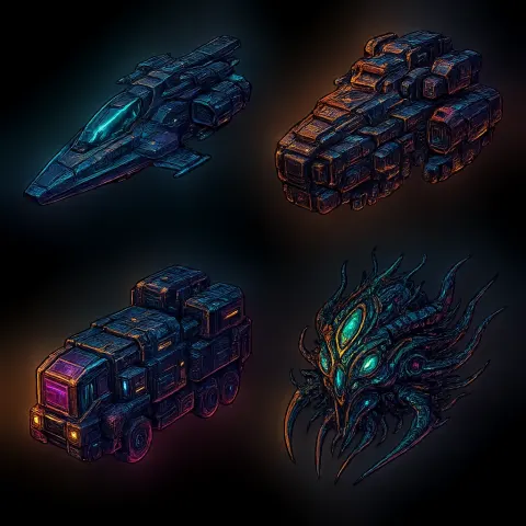 Showcasing Four Distinct Spaceships