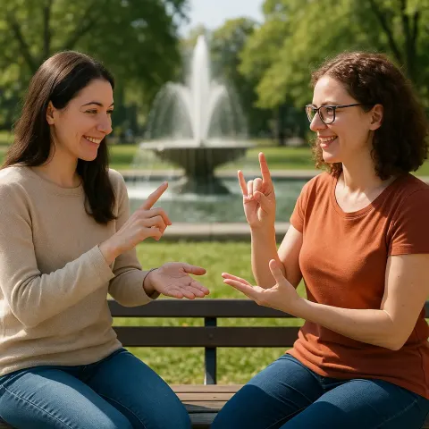 Two Women Are Seated Facing One