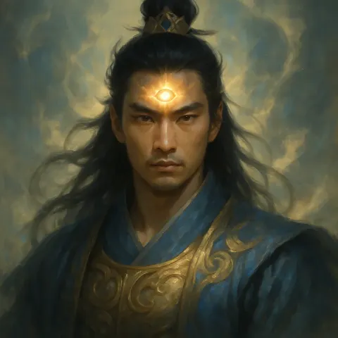 Yang Jian Depicted with a Radiant Third Eye