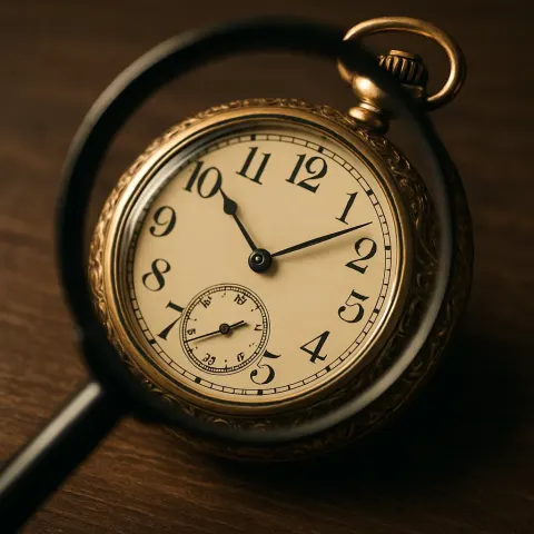 Pocket Watch Seen Through a Magnifying Glass