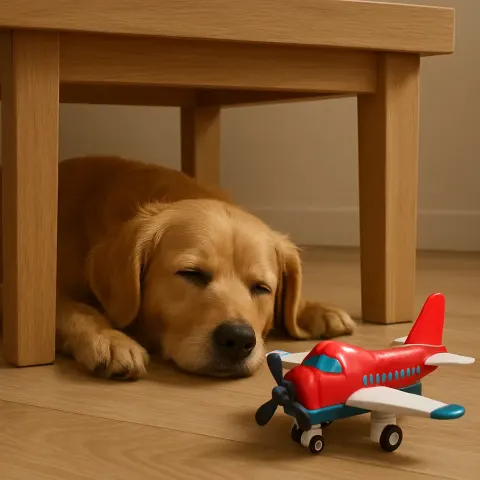 Small Airplane Toy Positioned Beneath the Table