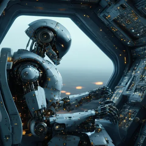 Cyborg Pilot Inside a Battle Droid Cockpit