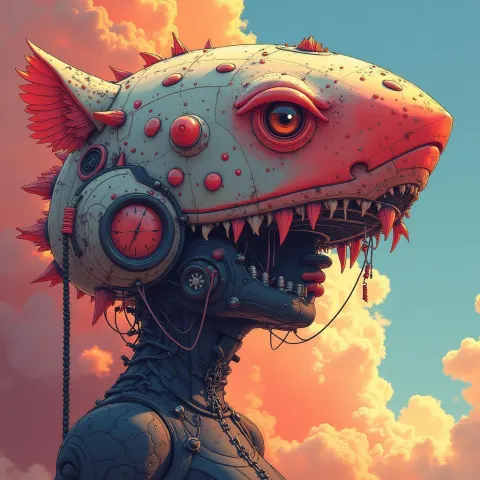 Futuristic Golden Hour Illustration in Tsutsumi Style