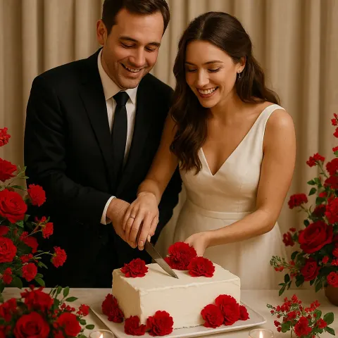 Couple Cutting a Rectangular Cake