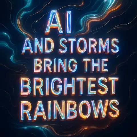 Captivating Digital Artwork Displays the Phrase "AI and Storms Bring