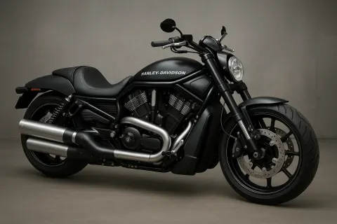 Sleek Black Harley-Davidson V-Rod Motorcycle with Silver Accents