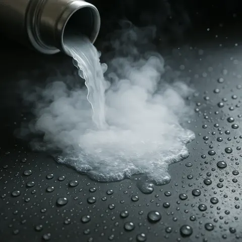 Nitrogen in its Liquid Form Flowing Across a Surface