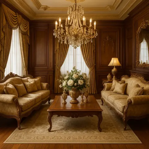 Luxurious Living Room with Ornate Furniture