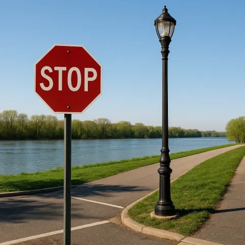 Lamppost and a Stop Sign