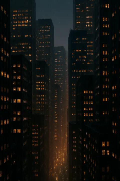Myriad Tiny Windows Glow Warmly