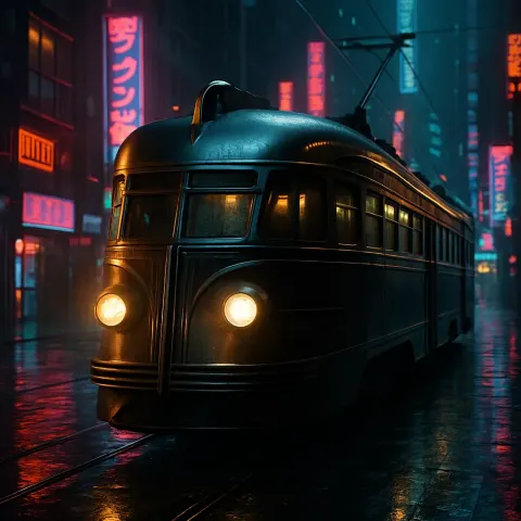 Amidst Futuristic Cyberpunk Streets Awash