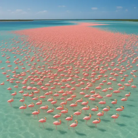 Vast Flock of Flamingos Creates a Shifting Pink Carpet
