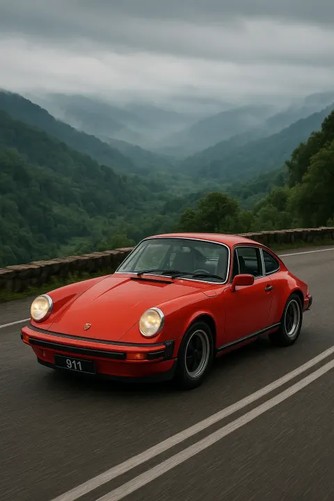 Red 1977 Porsche 911