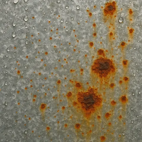 Piece of Galvanized Steel Exposed to Moisture