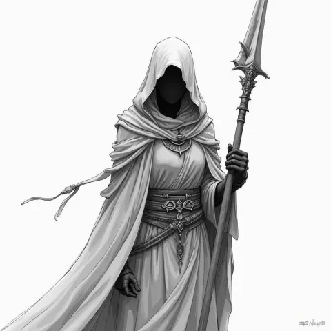 Shadow Mage Acolyte in Black and White Sketch