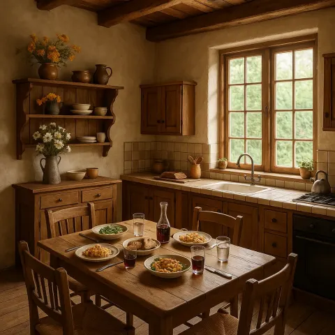 Rustic Kitchen with Wooden Furniture