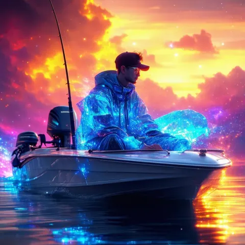 Anime Fisherman Drifting Through a Radiant Galaxy Nebula