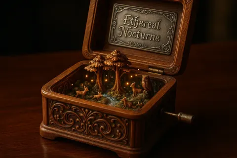 Highly Detailed Macro Image Captures a Hand-carved Wooden Music Box