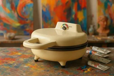 Single Retro-cream Waffle Iron