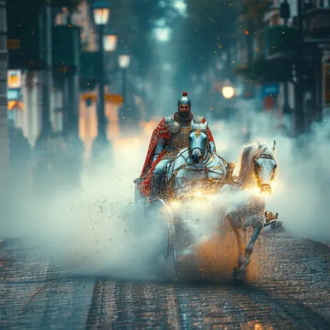 Victorious Noble Riding His Chariot Into the City