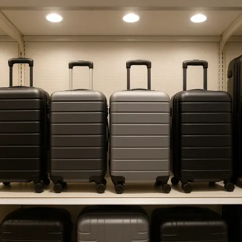 Store Display of Hard-shell Suitcases