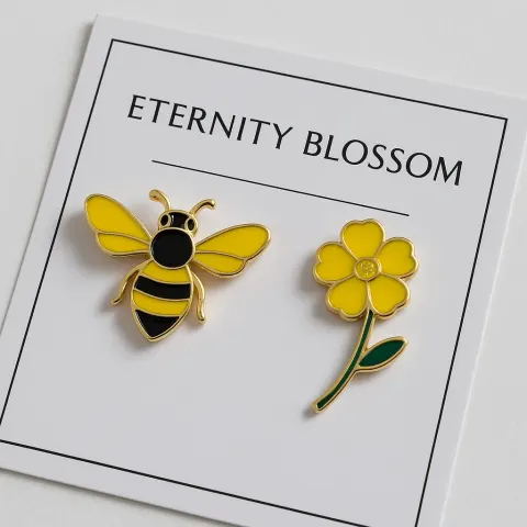 Yellow Enamel Bee Pin and a Yellow Flower Pin