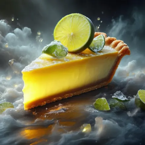 Glowing Key Lime Pie Floats in Dreamlike Void