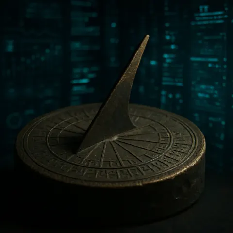 Weathered Bronze Sundial with Archaic Script