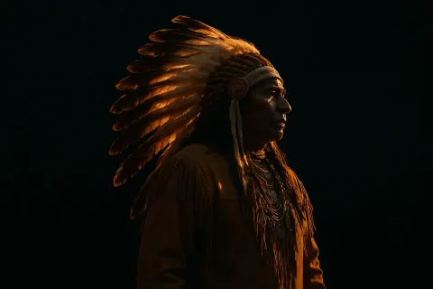 Indigenous Leader's Dynamic Form Is Selectively Rim-lit