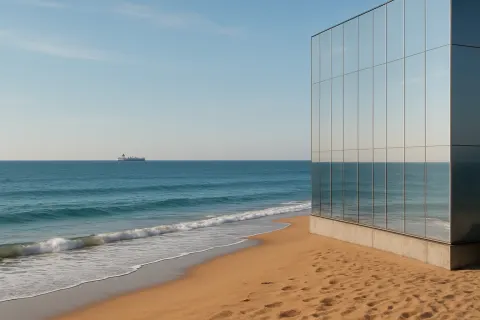 Calm Seaside Scene with a Sandy Beach