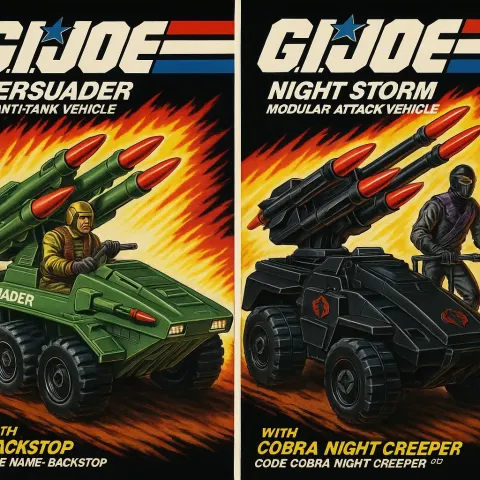 Two G.I. Joe Vehicle Toy Box Artworks