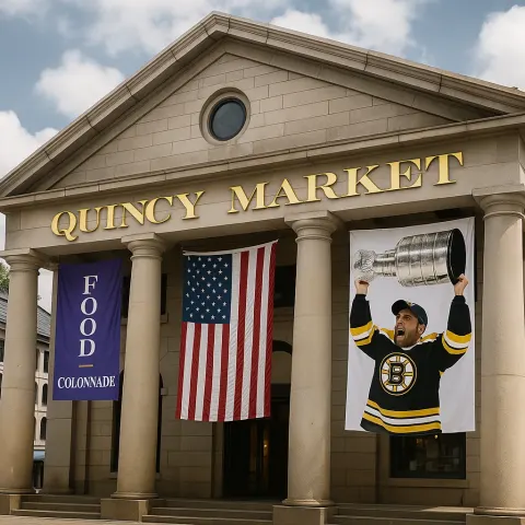 Quincy Market Entrance Featuring Banners