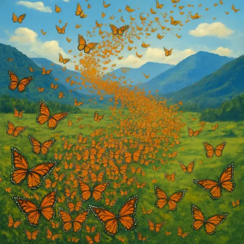 Thousands of Monarch Butterflies Create a Vibrant