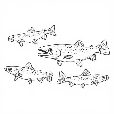 Brook Trout Character Sheet for Kids Coloring Book