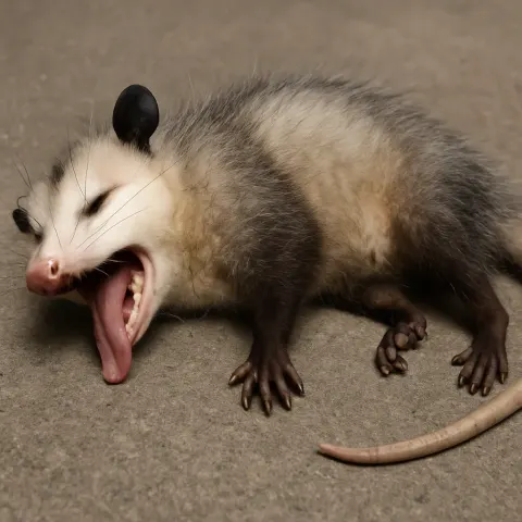 Incredibly Realistic Opossum Lying on its Side