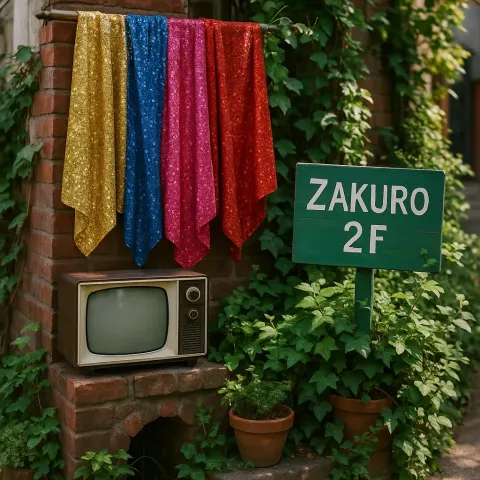 Quaint Outdoor Display Featuring Colorful Sequined Fabrics