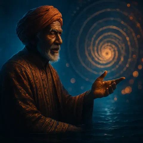Wise Mentor in Patterned Cultural Attire