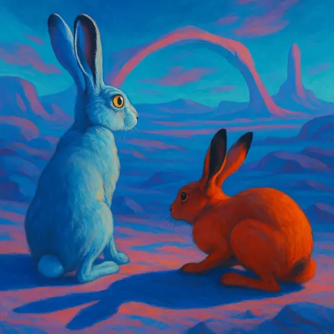 Amidst Surreal Color Palette and Physics-defying Landforms