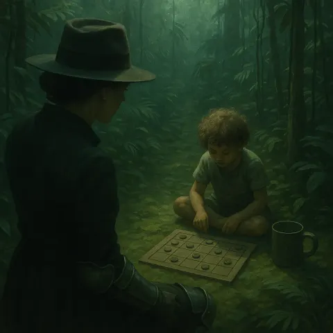 Infamous Woman in a Prominent Fedora and Armored Greaves Observes