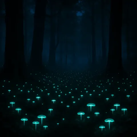 Myriad Bioluminescent Fungi Cast an Ethereal Glow