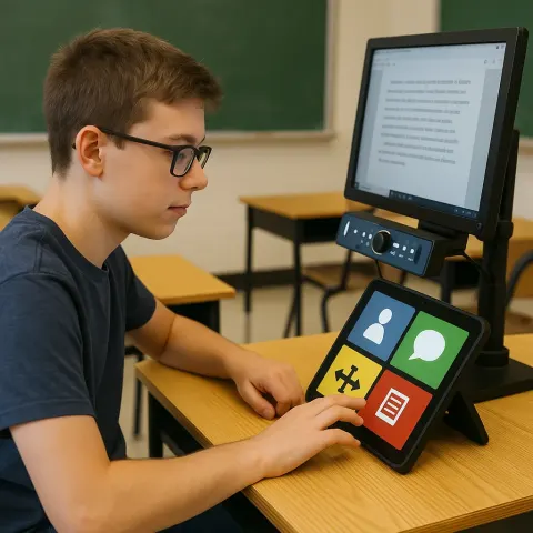 Student Interacts with Assistive Technology Devices