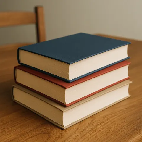 Three Books Arranged in a Tidy Stack