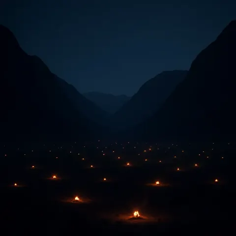 Many Distant Campfires Twinkle Like Fallen Stars