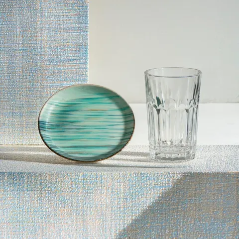 Textured Digital Still Life of Plate and Glass