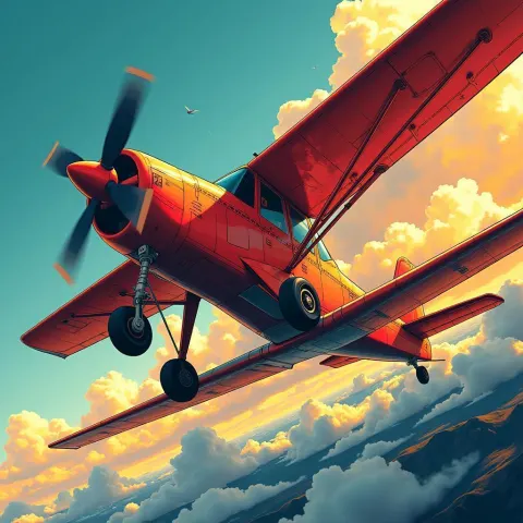Small Airplane Soars in Bold Manga Chiaroscuro