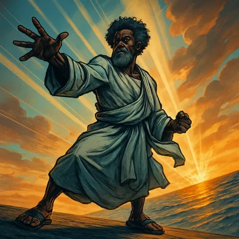 Spiritual Leader Mystic in Simple Sandals