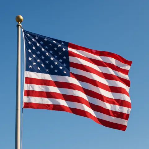 Gentle Breeze Rustling the American Flag as It Floats